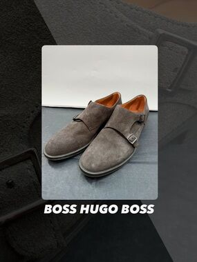 EUC Boss Hugo Boss Grey Suede Double Monk Shoes
